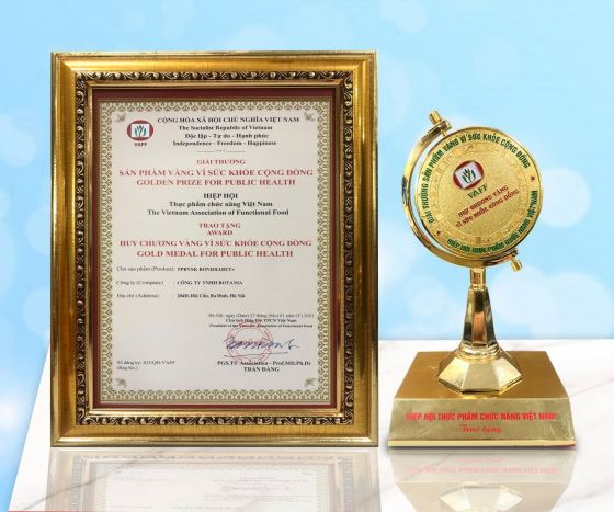 Điển hình như giải thưởng “Sản phẩm vàng vì sức khỏe cộng đồng” do Hiệp hội thực phẩm chức năng trao tặng cho công ty Botania tới 4 lần.